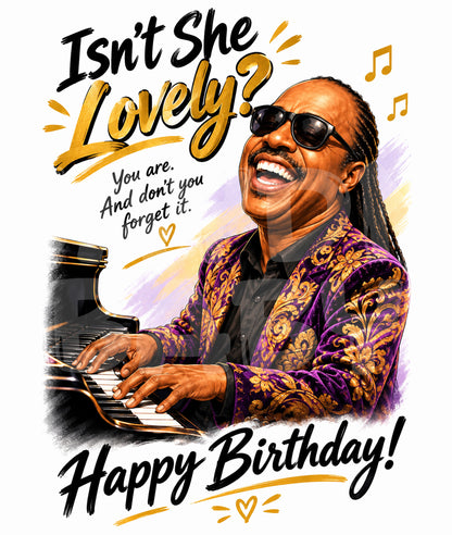 Isn’t She Lovely Birthday Card – Funny Music Greeting Card for Her – Keep Shining Parody Card for Women