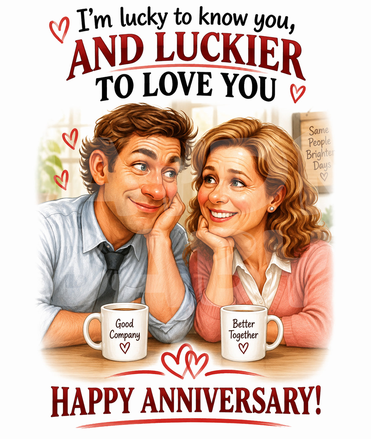 Funny Anniversary Card for Couple – Parody Office Romance – Lucky to Love You Card