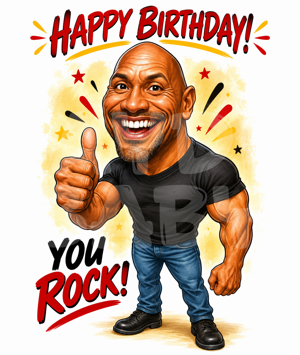 Funny Love Card – “You Are My Rock” Parody – Bold Caricature Greeting for Him or Her – Hilarious Romantic Card with Muscles and Sass