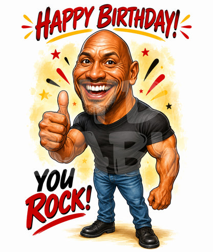 Funny Love Card – “You Are My Rock” Parody – Bold Caricature Greeting for Him or Her – Hilarious Romantic Card with Muscles and Sass