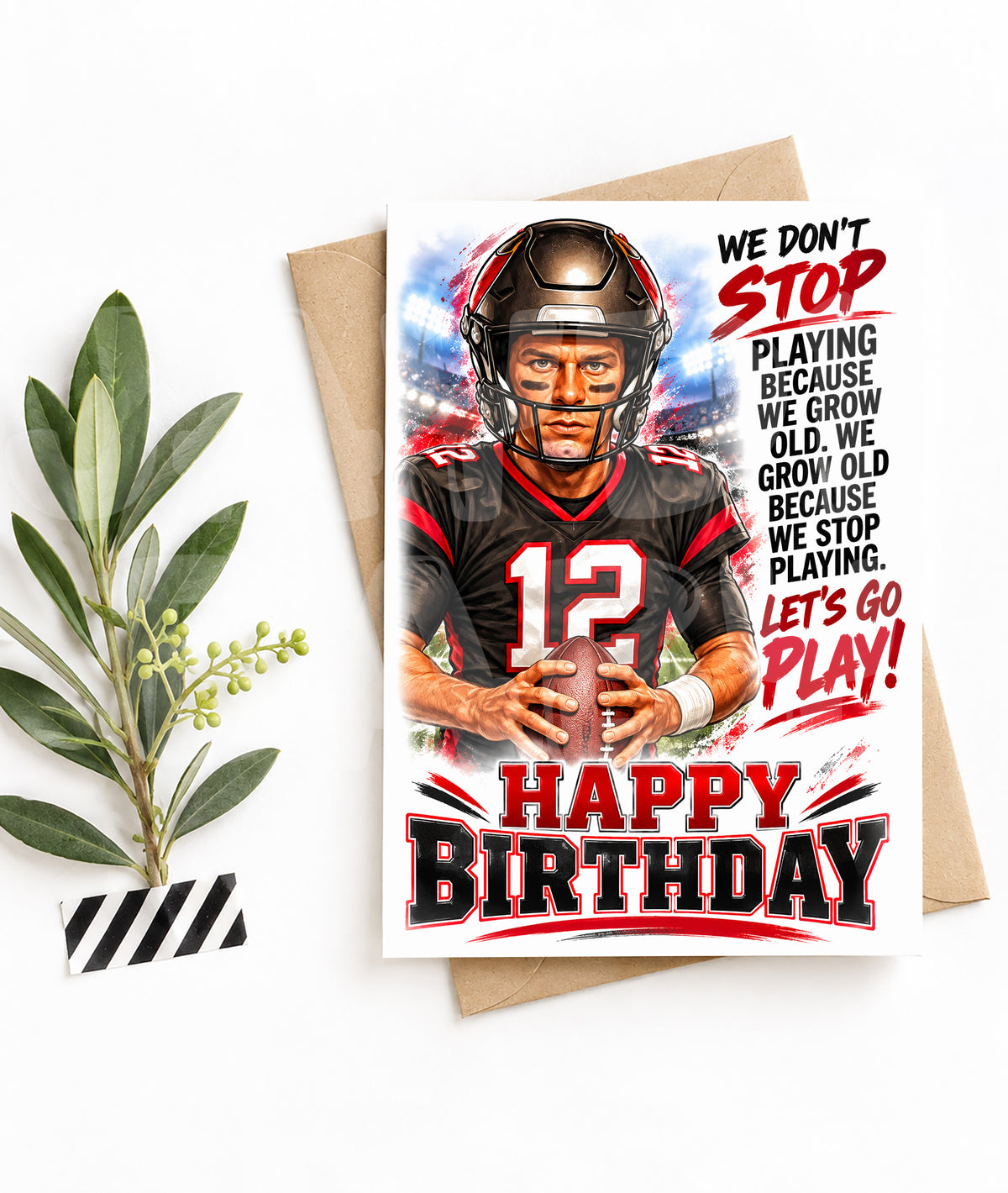 Funny Football Birthday Card – “We Don’t Stop Playing” Sports Parody – Aging Like a Champ Card for Him