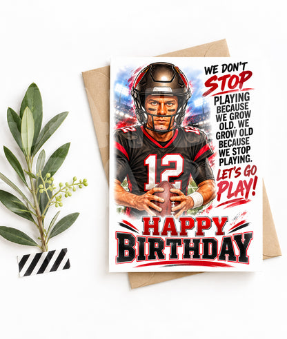 Funny Football Birthday Card – “We Don’t Stop Playing” Sports Parody – Aging Like a Champ Card for Him