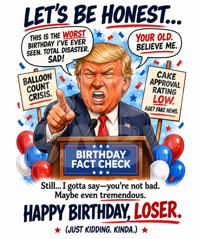 Funny Political Parody Birthday Card – Sarcastic Roast Greeting for Friends, Coworkers, or Him – Presidential Humor Card
