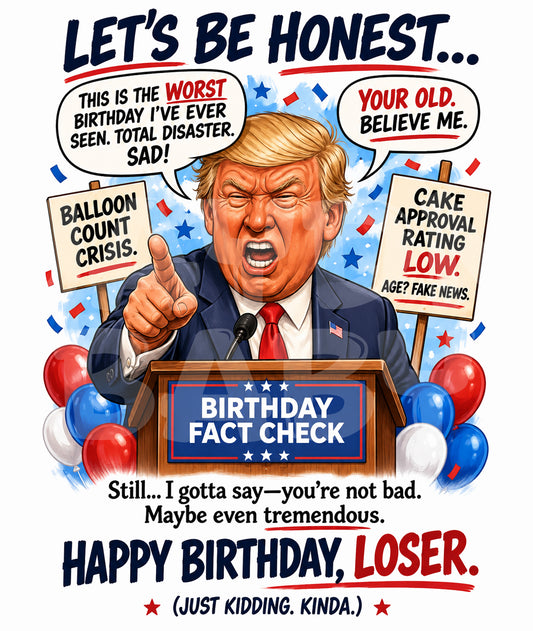 Funny Political Parody Birthday Card – Sarcastic Roast Greeting for Friends, Coworkers, or Him – Presidential Humor Card