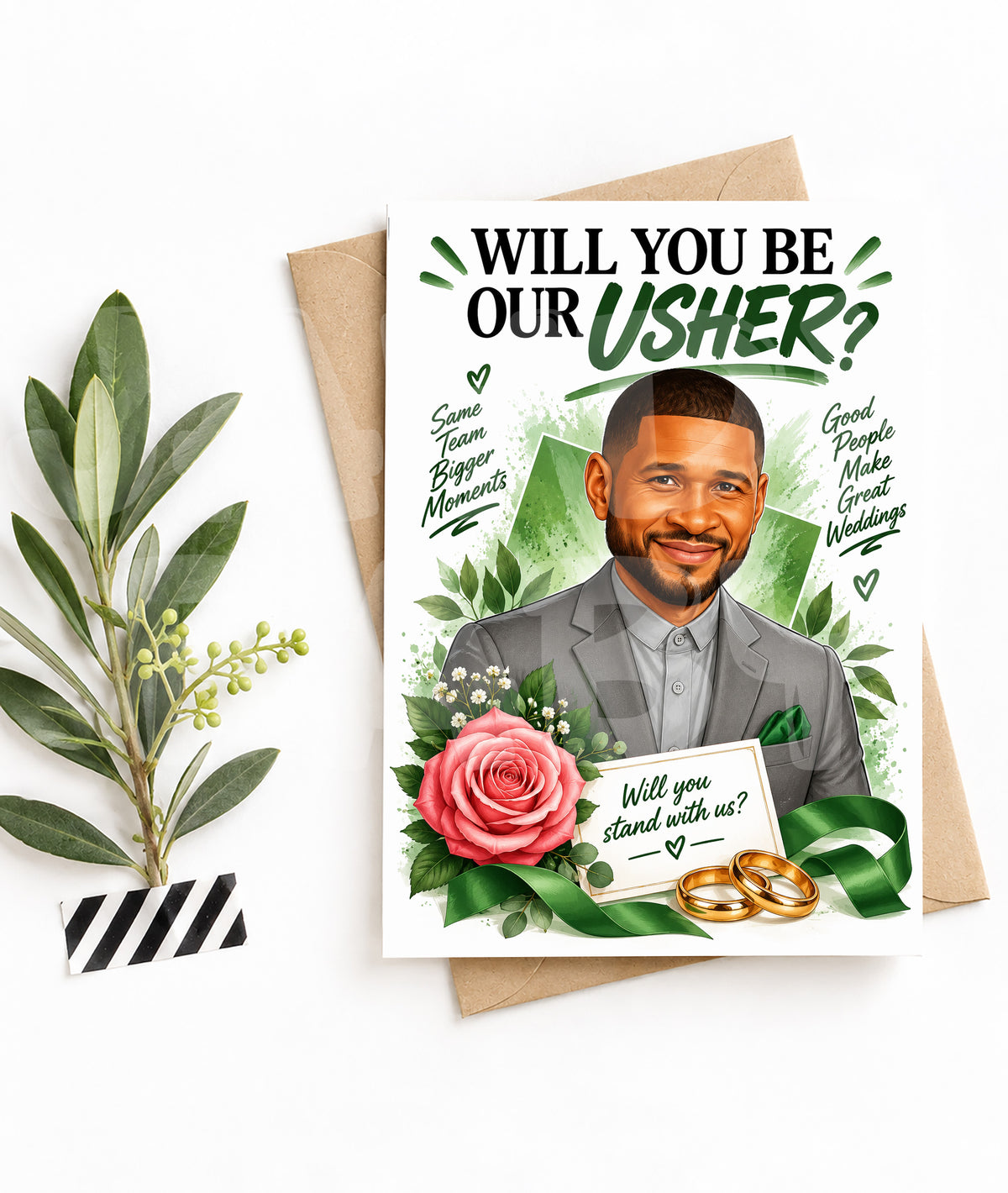Funny Wedding Usher Proposal Card – “Will You Be Our Usher?” – Parody Groomsman Invite