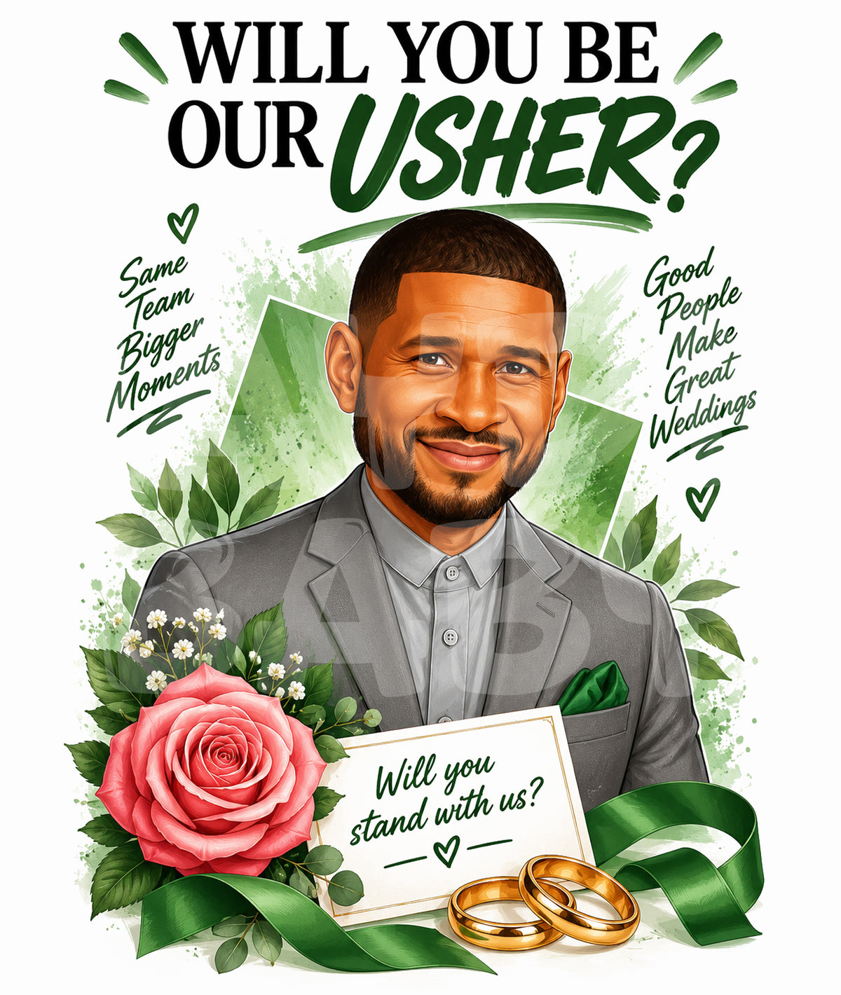 Funny Wedding Usher Proposal Card – “Will You Be Our Usher?” – Parody Groomsman Invite
