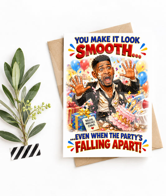 Funny Chaos Birthday Card – Inspired by Cool Party Meltdown – Hip Hop R&B Vibes – Hilarious Birthday Card for Him or Her