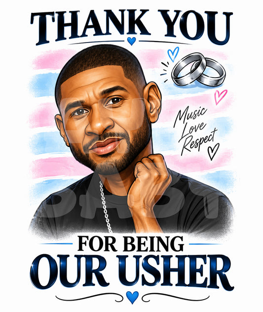 Funny Wedding Thank You Card – Usher Parody – Thank You for Being Our Usher Gift