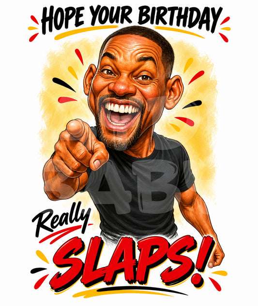 Funny Birthday Card for Him or Her – Celebrity-Inspired Meme Card – Slap Joke – Bold Adult Humor – Viral Pop Culture Greeting Card