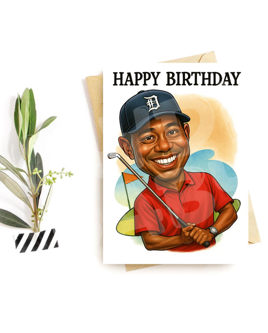 Funny Golfer Birthday Card – Parody Golf Humor – Red Shirt Golf Swing Card for Him or Her