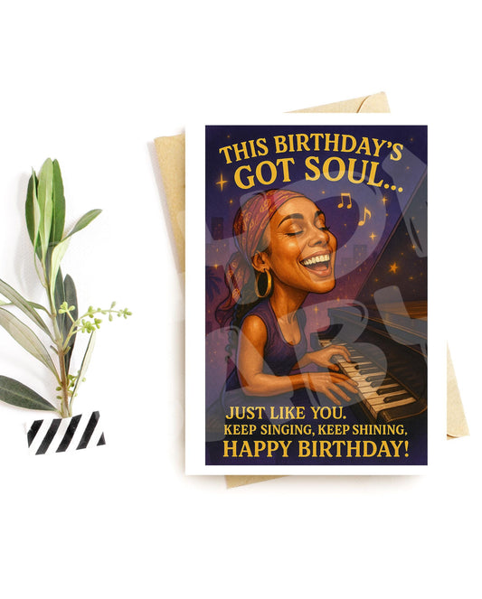 Soulful Birthday Card for Her | Keep Singing Keep Shining Greeting | Musical Celebration Card | Confident Uplifting Card