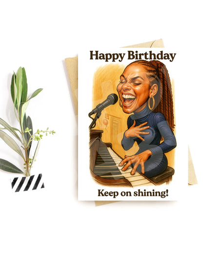 Funny Soul Singer Birthday Card | Keep On Shining Music-Themed Greeting | Piano Vocal Birthday Parody Card for Her or Him