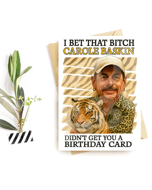 Funny Exotic Birthday Card – Tiger Parody Greeting – Wild Card with Inappropriate Humor – Bold Jungle Vibes for Him or Her