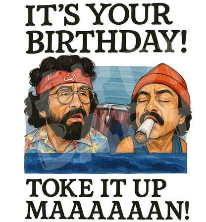 Funny Stoner Birthday Card – Toke It Up Maaaaan Parody – Vintage Van Comedy Duo Card