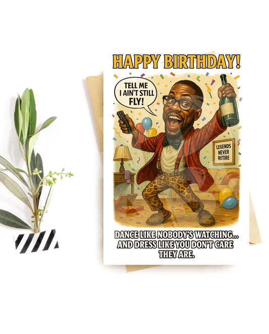 Funny Birthday Card for Men – Legends Never Retire Party Card – Dance Like Nobody’s Watching – Bold Adult Birthday Greeting