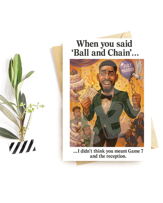 Funny Wedding Card for Him – Game Day Groom Chaos – Bold Sports Humor