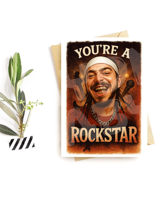 Funny Rockstar Birthday Card – Rapper Parody Greeting – Hype Music Birthday Card
