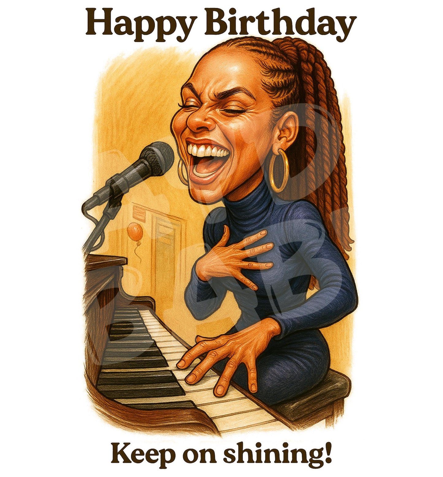 Funny Soul Singer Birthday Card | Keep On Shining Music-Themed Greeting | Piano Vocal Birthday Parody Card for Her or Him