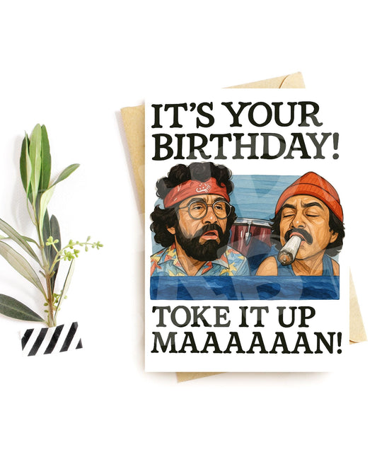 Funny Stoner Birthday Card – Toke It Up Maaaaan Parody – Vintage Van Comedy Duo Card