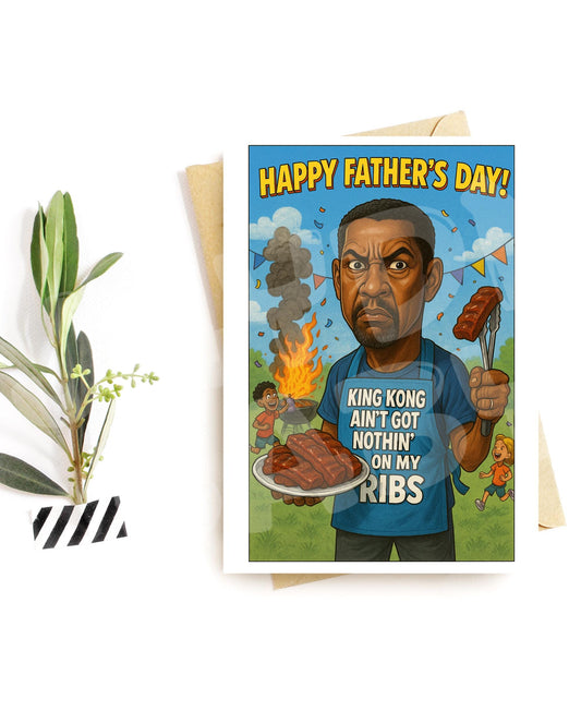Funny Father’s Day Card – BBQ Dad Card – Grillmaster Dad Gift for Him, Husband, or Stepdad