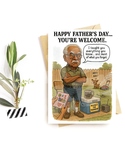 Funny Father’s Day Card – Sarcastic Grandpa Dad Card – Classic Dad Gift for Him or Father Figure
