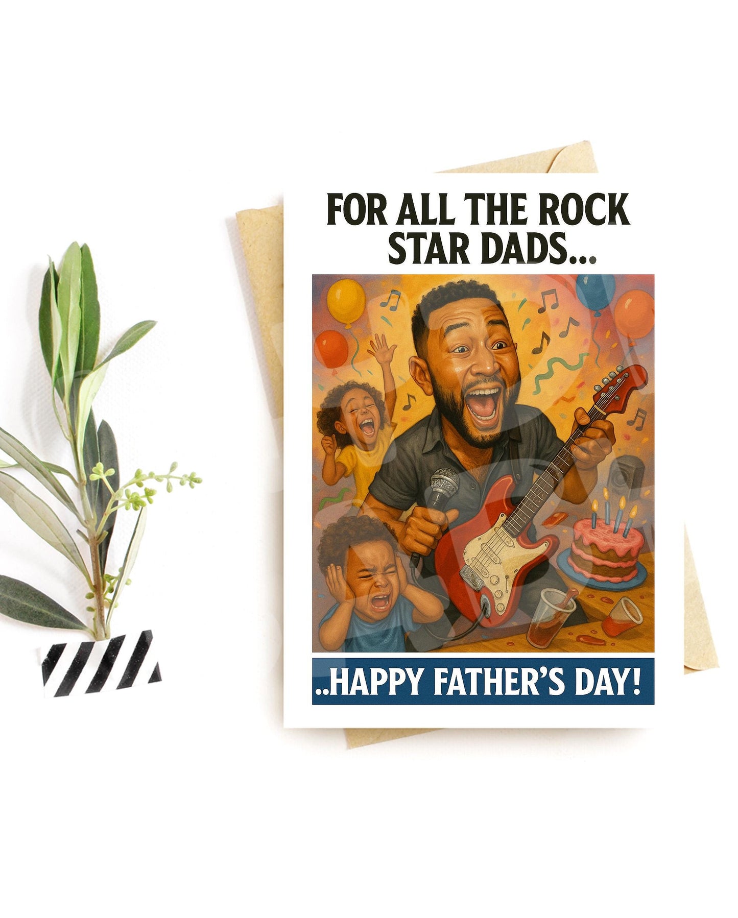 Funny Father’s Day Card – Rock Star Dad Gift – Music Dad Card for Husband, Stepdad or Father Figure