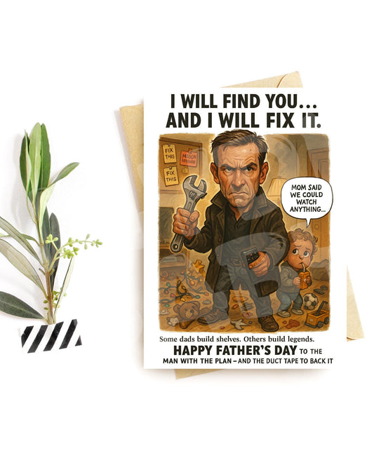 Funny Father’s Day Card – I Will Fix It Dad Card – Handy Dad Gift for Him, Husband or Stepdad