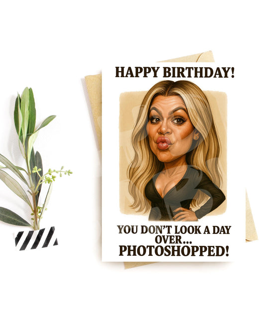 Funny Birthday Card for Her – Glam Parody Roast – Bold Aging Joke with Attitude