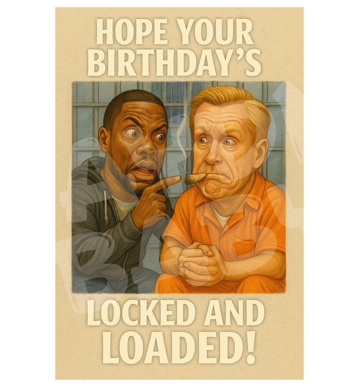 Funny Birthday Card for Him – Locked and Loaded Card – Jail Party Parody – Sarcastic Birthday Humor – Hilarious Card for Men