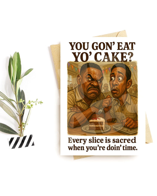 Funny Birthday Card for Him – Prison Cake Party Card – Parody Dessert Humor – Sarcastic Jail Card – Hilarious Card for Men