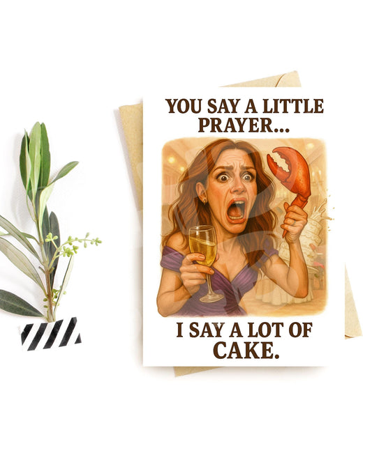 Funny Birthday Card for Her – Cake Overload Wedding Card – Parody Party Meltdown – Dramatic 90s Humor – Hilarious Card for Women
