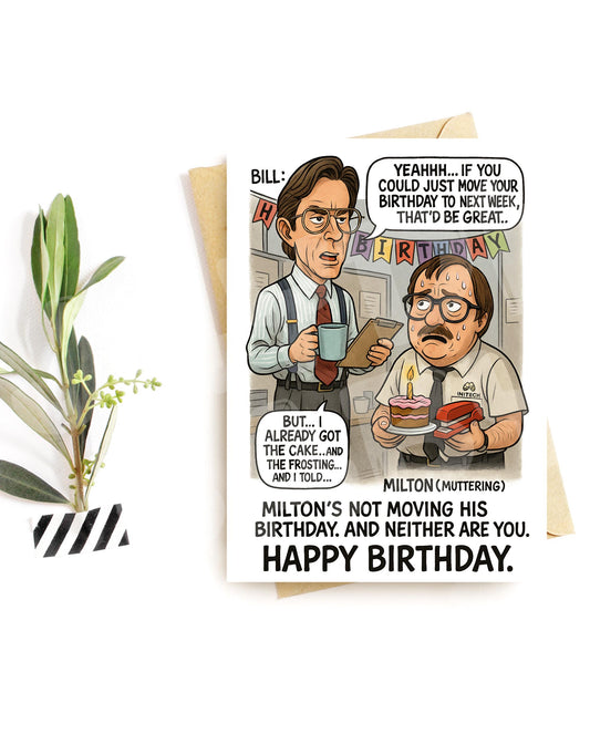 Funny Birthday Card for Coworker – Office Parody Card – Passive Aggressive Humor – Workplace Party Chaos – Hilarious Card for Him or Her