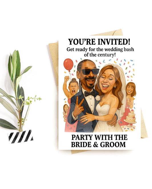 Funny Wedding Invite Card – Bride and Groom Bash – Party Celebration Parody – Wedding Humor Card – Hilarious Guest Invitation