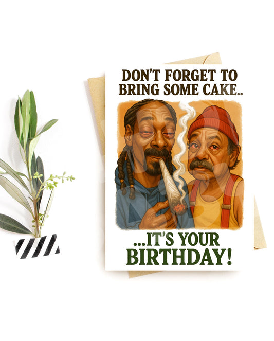 Funny Birthday Card for Him – Parody Stoner Cake Card – Chill Birthday Humor – Weed Themed Greeting – Hilarious Card for Adults