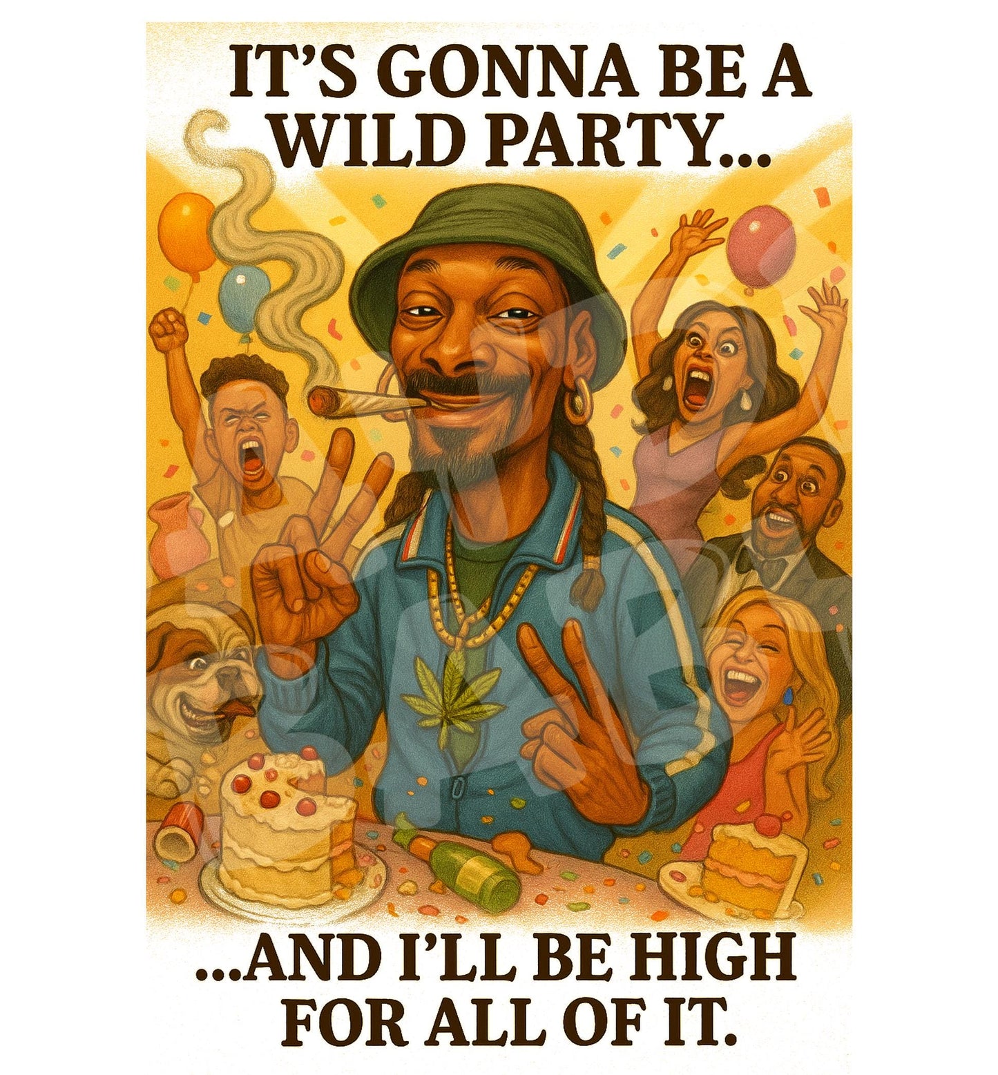 Funny Birthday Card for Him – Wild Party Stoner Humor – Hilarious Weed Celebration – Parody Chaos Card – Adult Birthday Greeting