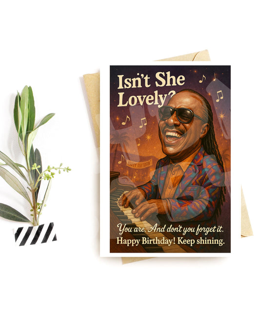 Isn’t She Lovely Birthday Card – Funny Music Greeting Card for Her – Keep Shining Parody Card for Women