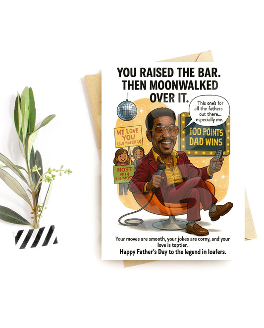 Funny Father's Day Card – Smooth Dad Card – Retro Host Parody – Hilarious Game Show Card – Cool Father Gift from Kids
