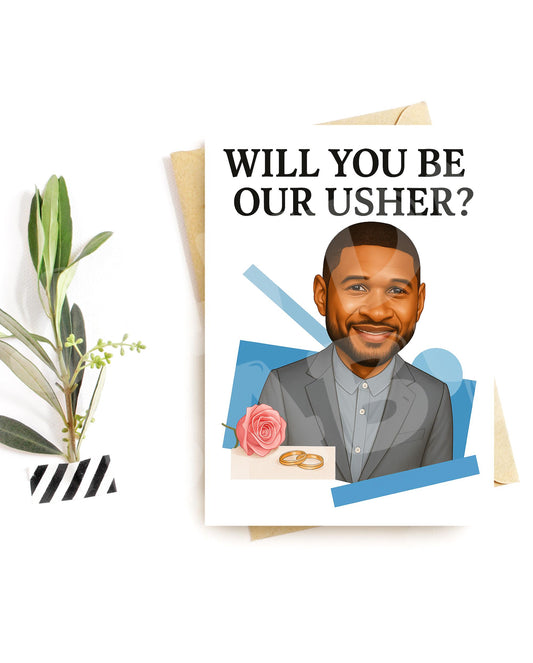 Funny Wedding Usher Proposal Card – “Will You Be Our Usher?” – Parody Groomsman Invite