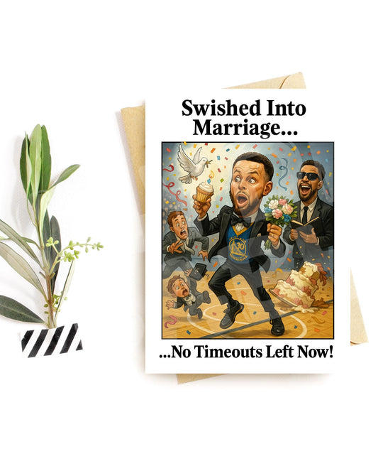 Funny Wedding Card for Him – Basketball Groom Card – Hilarious Marriage Humor – Printed Sports-Themed Congrats Card