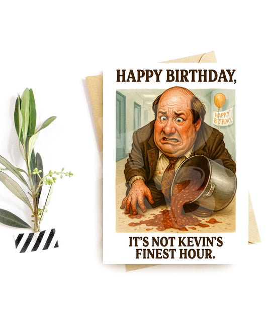Funny Birthday Card for Him – Hilarious Office Scene – Birthday Fail Humor – Printed Card with Chili Disaster – Sarcastic Gift for Men