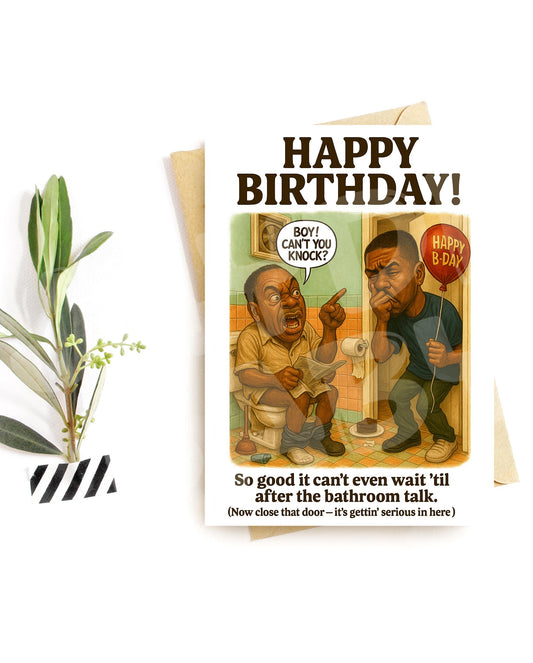 Funny Bathroom Birthday Card for Him – Sarcastic Gag Gift – Bold Humor for Men