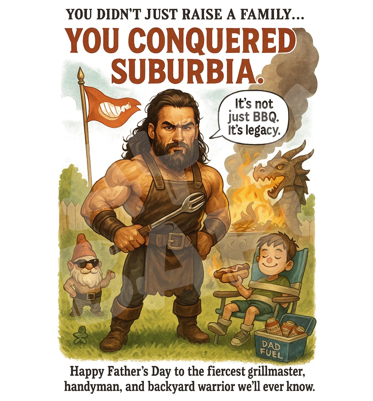 Funny Father’s Day Card – BBQ Dad Card – Backyard Grillmaster Gift for Husband, Stepdad or Handy Dad