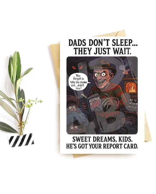 Nightmare Dad Card – Funny Father’s Day Card for Him, Scary Parenting Parody, Hilarious Report Card Humor