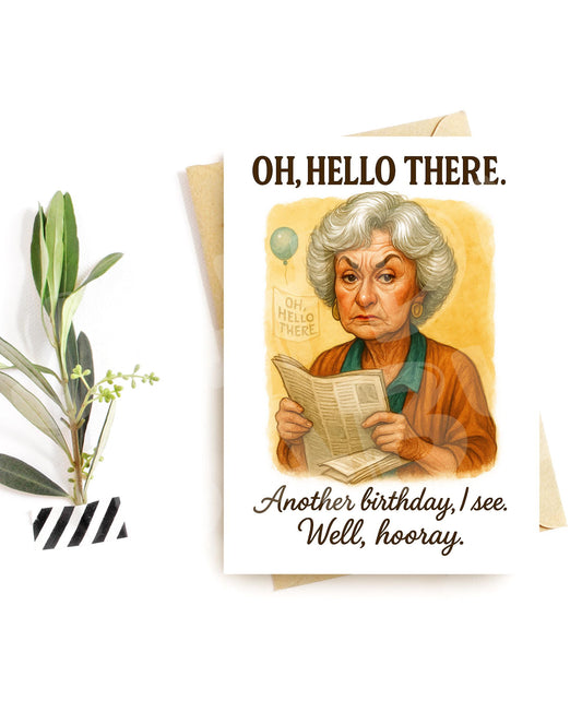 Sarcastic Birthday Card for Her – Funny Grumpy Lady Greeting, Retro Sass Humor for Friends or Family