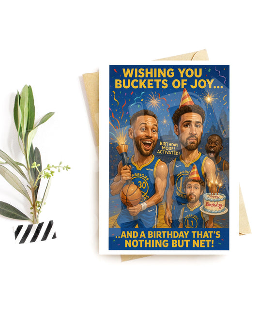 Funny Basketball Birthday Card – Buckets of Joy Greeting, Hoops-Themed Party Card for Him or Her
