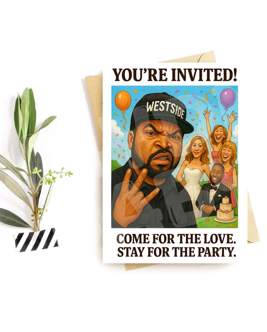Funny Wedding Invitation Card – Wild Party Guest Design, Bold & Hilarious Invite for Couples Who Love Chaos