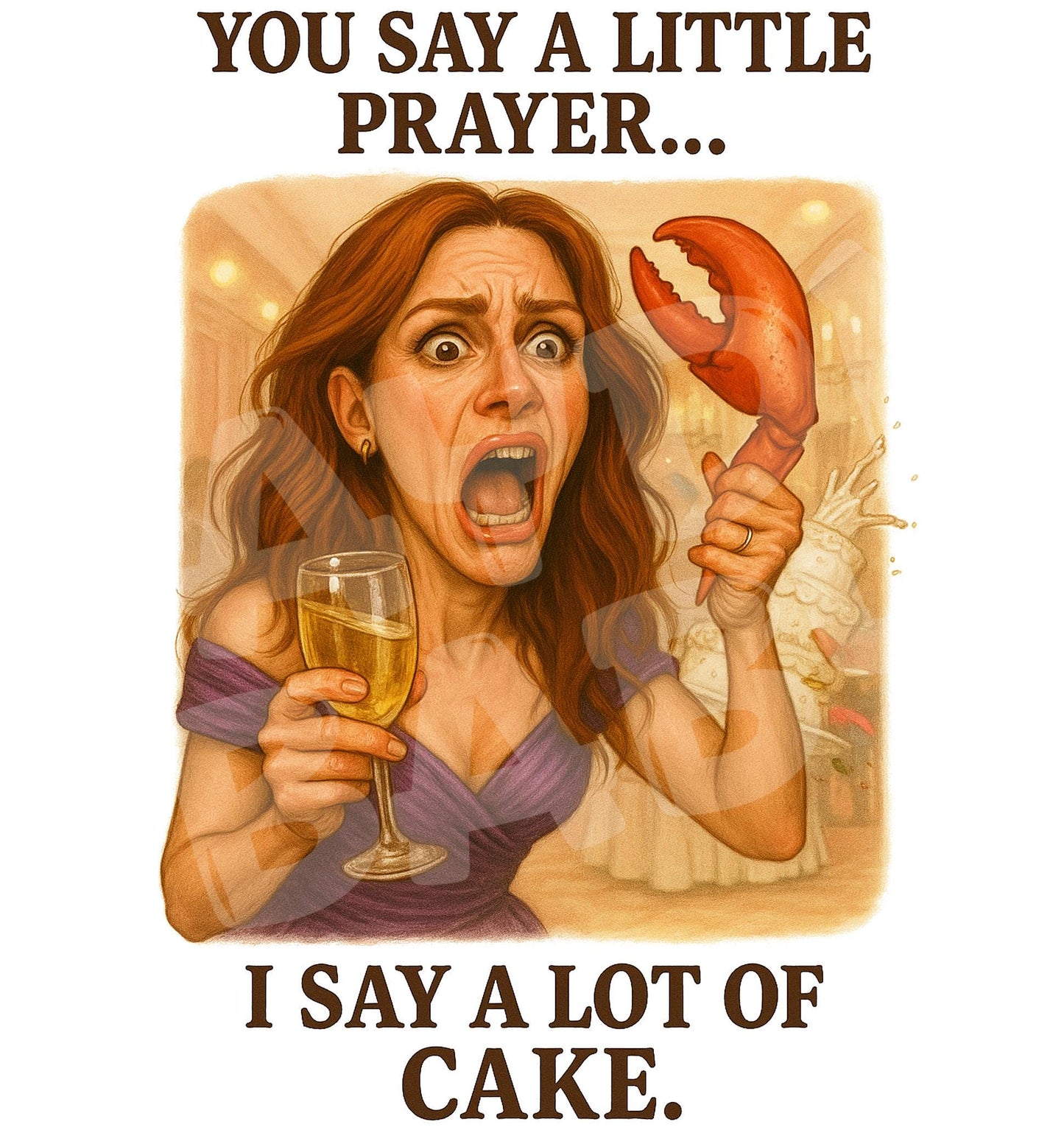 Funny Birthday Card for Her – Cake Overload Wedding Card – Parody Party Meltdown – Dramatic 90s Humor – Hilarious Card for Women