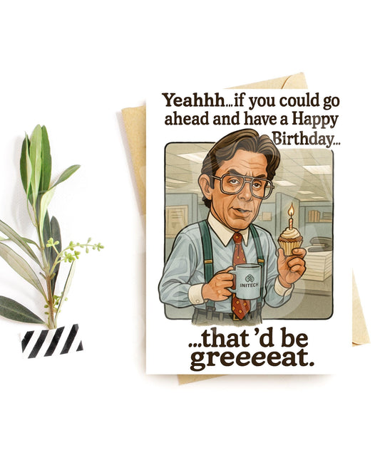 Funny Birthday Card for Coworker – Office Humor Cupcake Card – Parody Boss Quote – Hilarious Work Birthday – Corporate Greeting Card