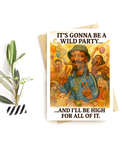 Funny Birthday Card for Him – Wild Party Stoner Humor – Hilarious Weed Celebration – Parody Chaos Card – Adult Birthday Greeting