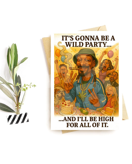 Funny Birthday Card for Him – Wild Party Stoner Humor – Hilarious Weed Celebration – Parody Chaos Card – Adult Birthday Greeting